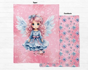 Pastel Xmas Angel Pink Blanket Panel